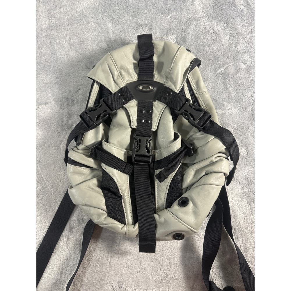 Oakley Leather Mini Backpack Grey Y2K Technical Buckle Bag Industrial Techwear